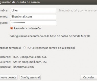 Como añadir una cuenta de correo a Thunderbird en Ubuntu