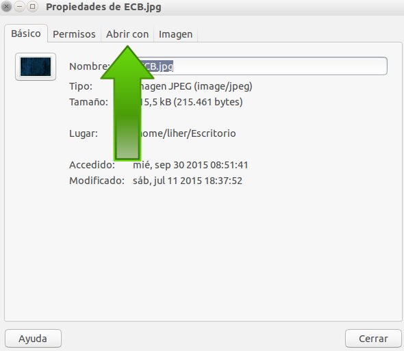 pestaña abrir con en ubuntu