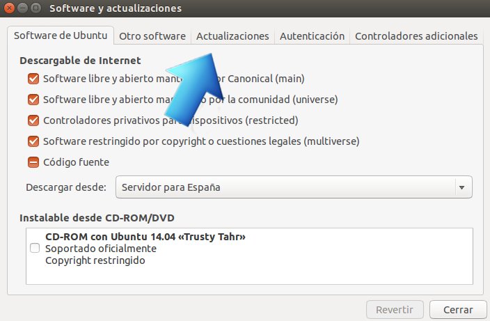 pestaña de actualizaciones de ubuntu